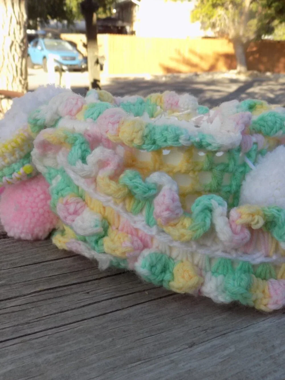 Bunny Basket Crochets on Bottle, Spring Decor, Babys Room Decor, VINTAGE